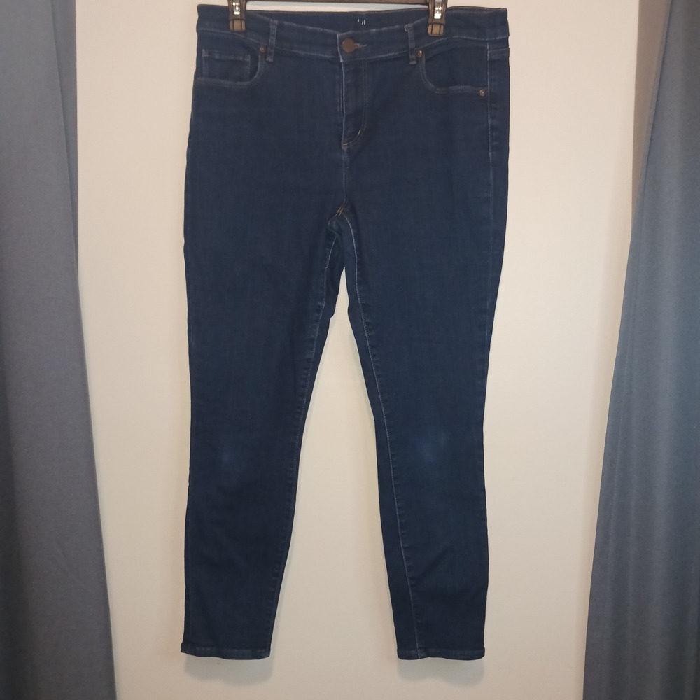 Loft Womens Dark Wash Skinny Jeans Indigo Blue Mid Rise Stretch Denim Size 10